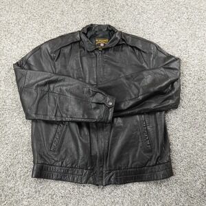 VTG Trailmaster Jacket Mens 42 Black Leather Motorcyle Biker Western Bomber Coat